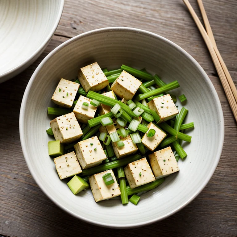 豆腐と香味野菜の和え物
