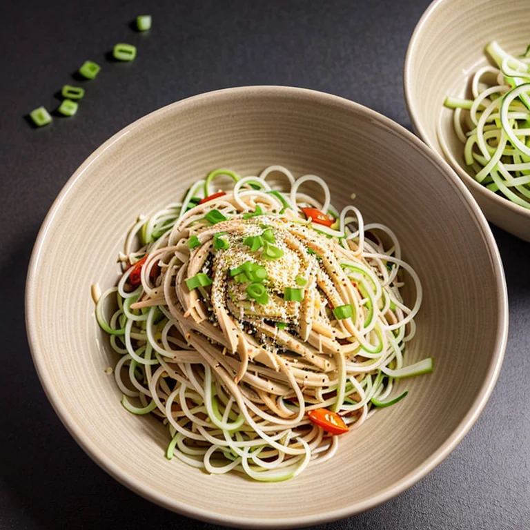 鶏むね肉と彩り野菜の冷製胡麻だれそうめん