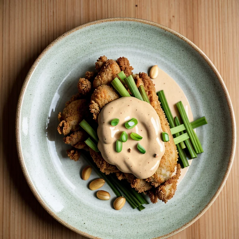 鶏もも肉のクリスピー揚げ、麻辣ピーナッツソース